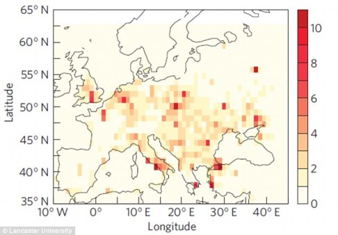 En rouge: les endroits où les prévisions de mortalité liées au biofuel sont les plus élevées